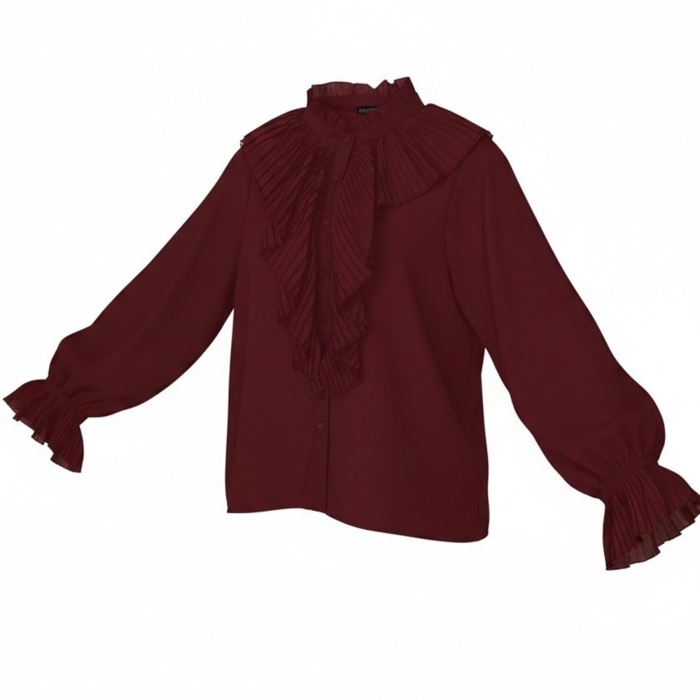 Fashion Nova Looking For My Check Ruffle Shirt Rust Red XL New